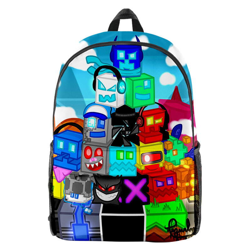 男の子と女の子のための3D幾何学的なダッシュバックパック、子供のブックバッグ、ランドセル、キャンバスラップトップリュックサック、学生