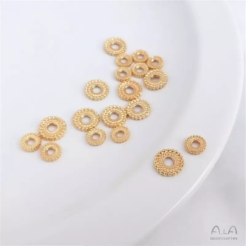 14K Gold Plated Accessories Twist edge round wheel bead divider DIY hand string bracelet head accessories material