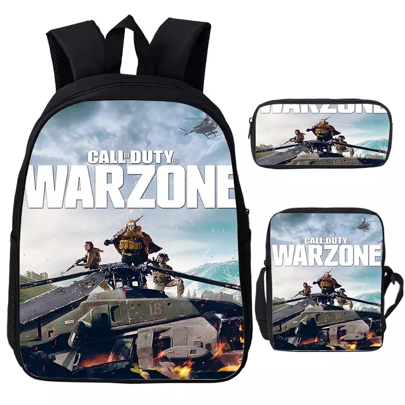 Ransel sekolah anak laki-laki perempuan permainan Call Of Duty Warzone ransel anak-anak tas punggung anak-anak ransel bepergian tas buku pelajar 3 buah
