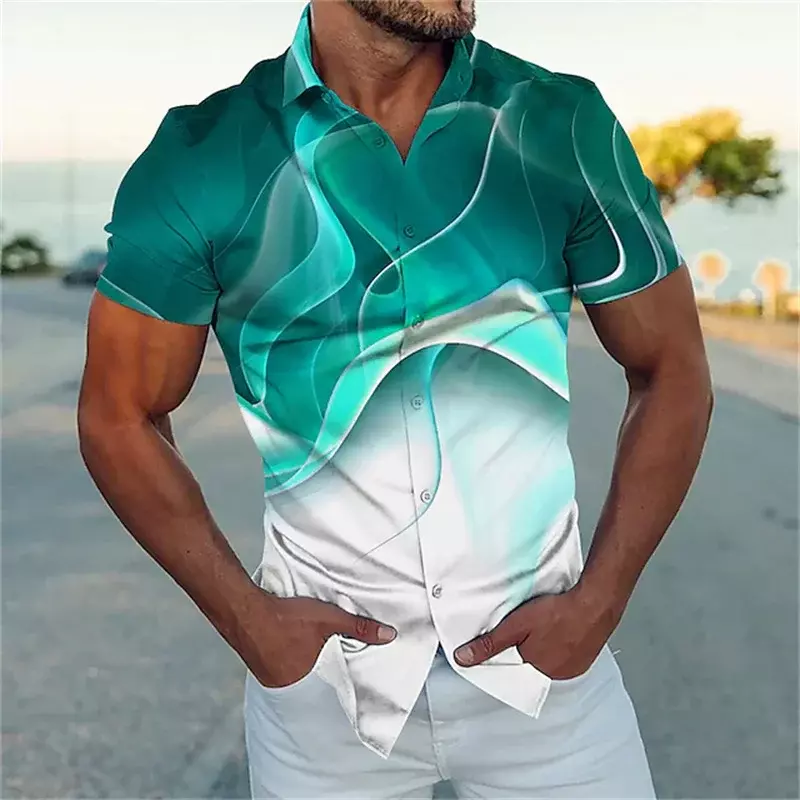 Camisa estampada floral havaiana masculina, camisa retrô de grandes dimensões, manga curta, solta, casual, jaqueta de praia tropical, verão, nova, 5XL