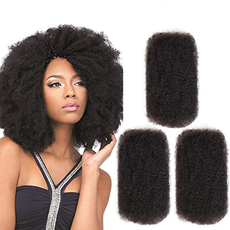 Sleek-peruvianafroスキンキーカーリーバルレミーヘア、天然茶色の色の編組用の横糸の人間の髪の毛なし、1バンドル、1個あたり50g