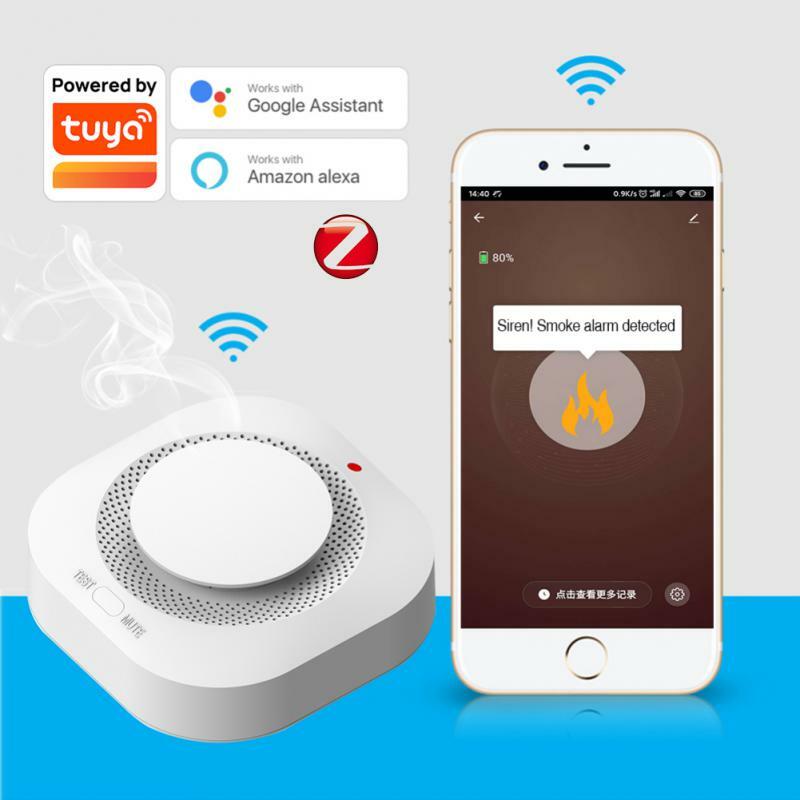 Corui tuya zigbee/wifi detector de fumaça inteligente alarme incêndio segurança progressivo som fotoelétrico sensor trabalho com hub gateway