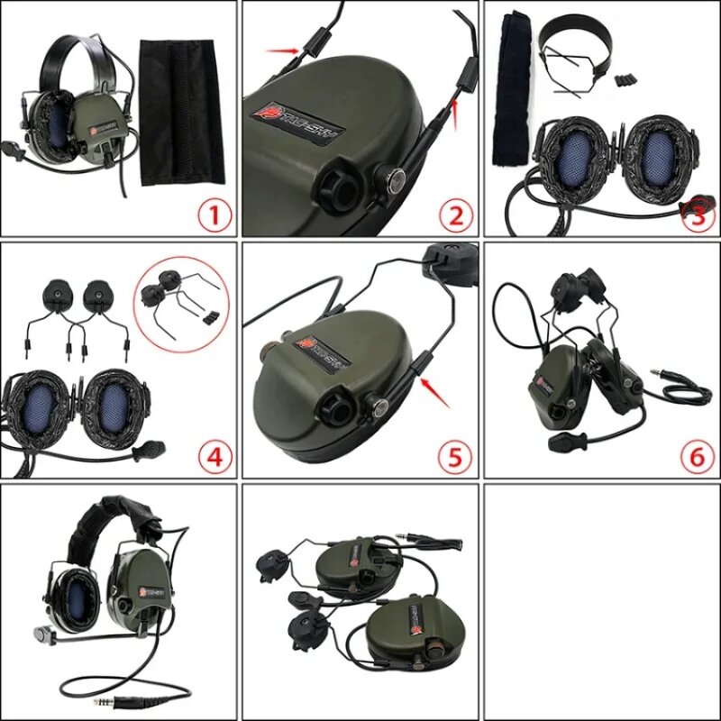 TAC-SKY 전술 전자 소음 차단 실리콘 귀마개, TEA Hi-Threat 1 야외 에어소프트 슈팅 전술 헤드셋