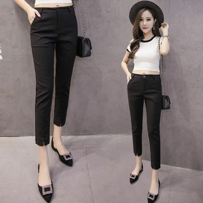 Celana panjang lurus polos wanita, setelan atasan X110 celana panjang kasual modis pinggang tinggi gaya Korea Musim Semi dan Gugur 2023