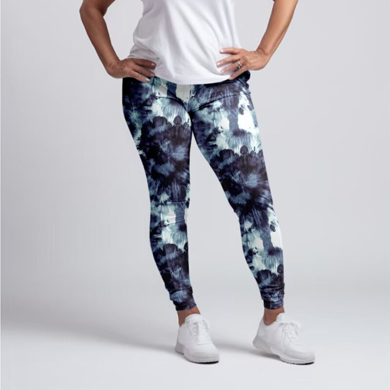 Letsfind กางเกงเอวสูงสำหรับผู้หญิง, กางเกงแฟชั่นเอวสูงพิมพ์ลาย3D ออกกำลังกายได้อย่างอิสระเลกกิ้งฟิตเนสเซ็กซี่