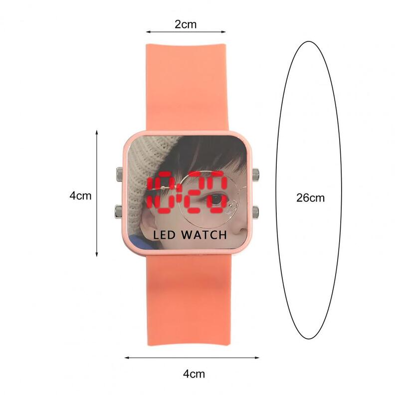นาฬิกาข้อมือ Jam Tangan elektronik หน้าปัดสี่เหลี่ยมเรืองแสงหน้าจอ LED ของขวัญเด็กหญิงเด็กชายนาฬิกากีฬานักเรียนนาฬิกาข้อมือดิจิตอล