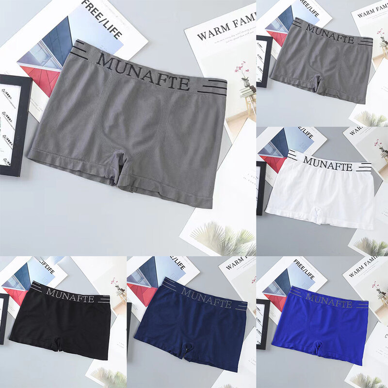 Shorts Boxer Stretch para homens, cuecas de cintura média, tecido respirável, disponível em preto, azul marinho, cinza, safira, branco