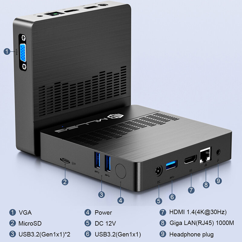 M2 Air 미니 PC 휴대용 미니 컴퓨터, 인텔 셀러론 N4000 CPU, 윈도우 11, 듀얼 밴드 와이파이, HDMI, VGA, 6GB RAM, 128GB ROM, BT4.2