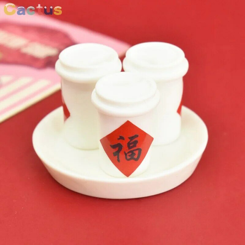 10pcs New Year's Prosperity Coffee Cup Miniature Model Mini Food Play Drink Cup Toy Ornament