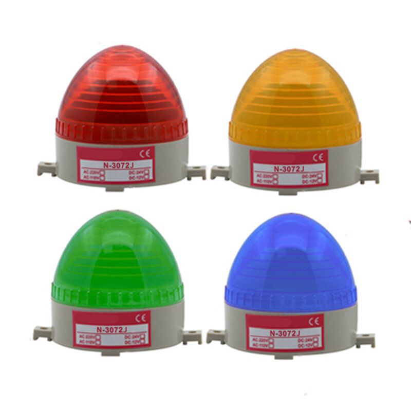 1 Buah N-30721J "dengan Suara Lampu Peringatan Kecil LED Flash Alarm Lampu Baut Instalasi Merah Kuning Hijau Biru