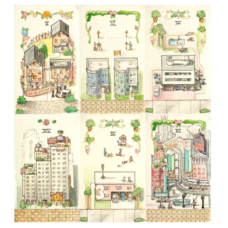 سطح التاروت السكني بحواف مطلية باللون الأخضر ، بطاقات التاروت اليومية ، معبأة في صندوق صلب ، مطبوعة على بطاقات 350 جم/متر مربع ، 12 × 7 ، 78