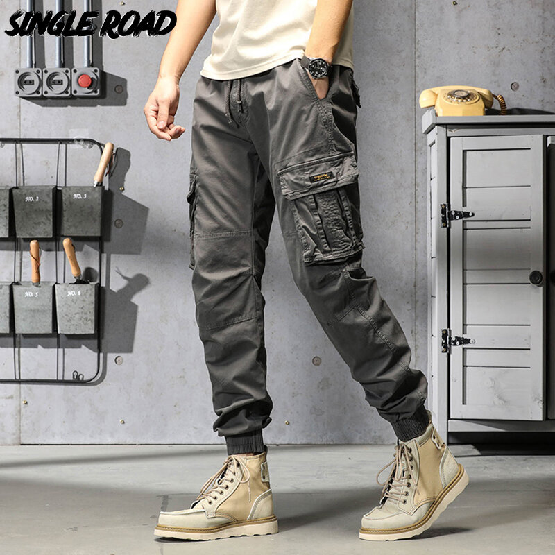 Мужские брюки-карго с одной дорожкой, 2023 хлопок, Techwear, мешковатые, в стиле хип-хоп, модные, для бега, мужские брюки, уличная одежда, повседневные штаны для мужчин