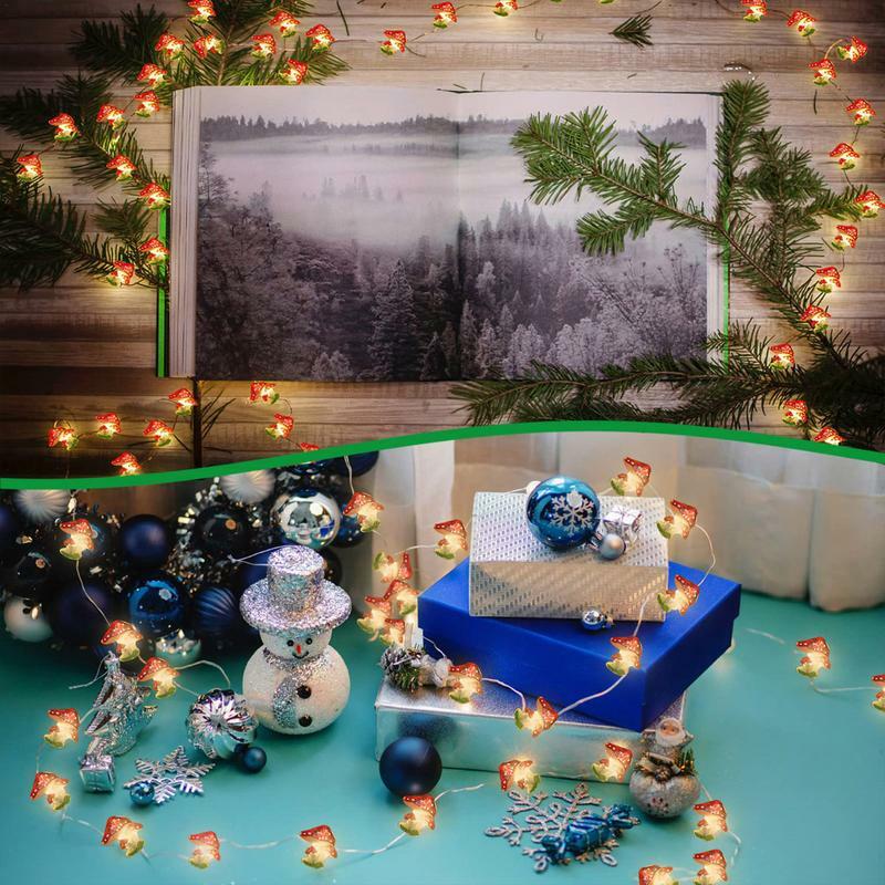 20/30 LED 3D Mushroom String Fairy Light Copper Wire Christmas DIY Garland Lamp Garden Night Lamp Home Holiday Party Decor