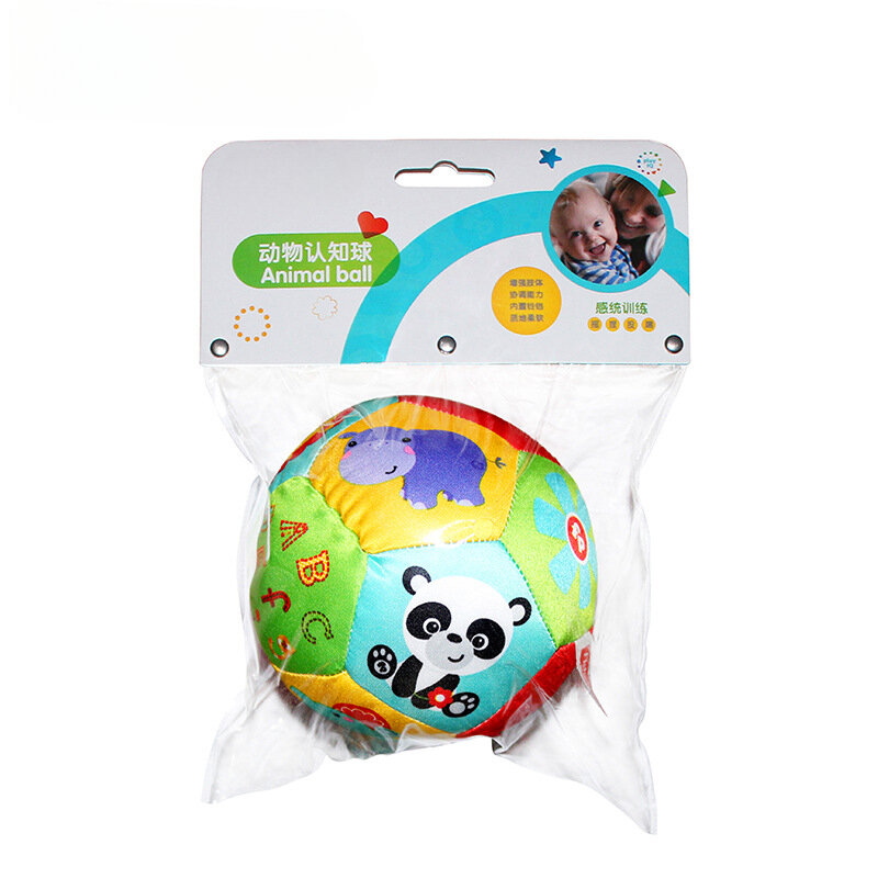 Sonajero de tela suave para bebé, Bola de Juego con campana, animales de dibujos animados, juguetes interactivos, juguetes educativos, 0 a 12 meses