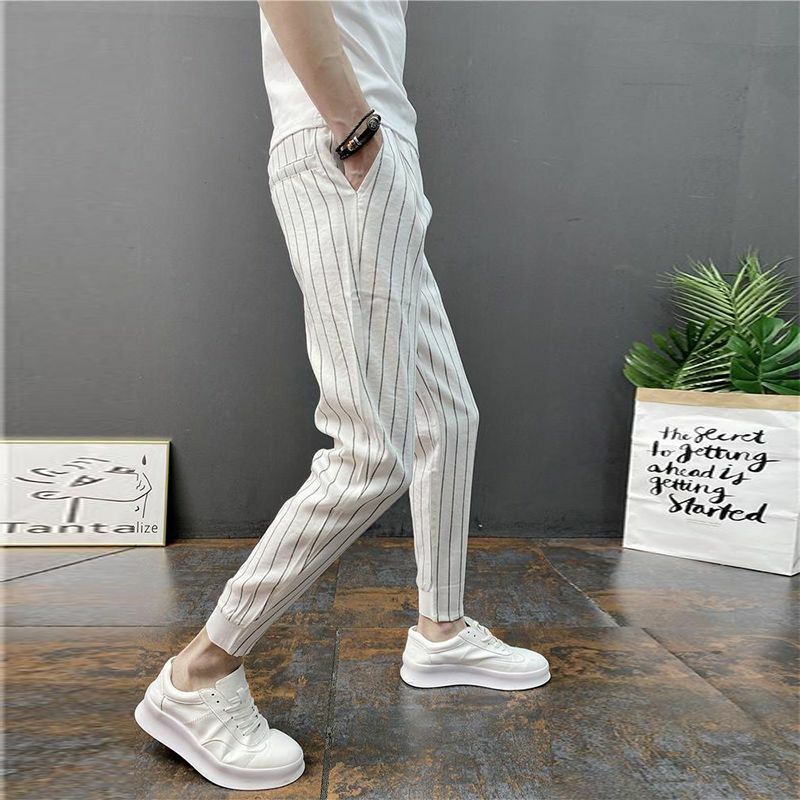 2024 nuova moda primaverile ed estiva Pi Shuai edizione coreana Trendy vita alta stampa a righe Oversize versatili pantaloni Harlan Casual