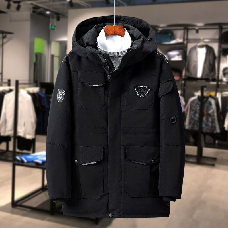 Jaqueta de pato branca grossa masculina, casaco quente e à prova de frio, roupa de inverno da moda, novo, 2023