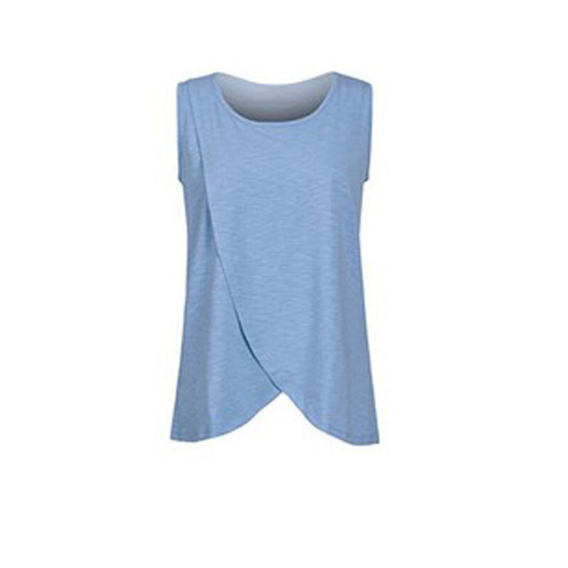 Camiseta de maternidad para mujer embarazada, camisetas de manga corta con botones laterales y cuello redondo, Tops de lactancia de Color sólido para amamantar