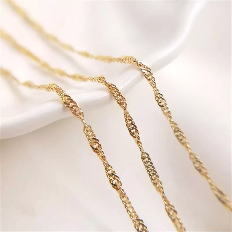 14K Gold Plated Chain bag real gold water wave chain DIY hand pendant necklace earpiece loose chain material