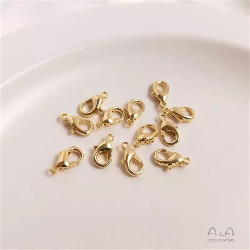 14K gold plated 18K true gold lobster clasp jewelry bracelet with end connection spring clasp DIY accessory material