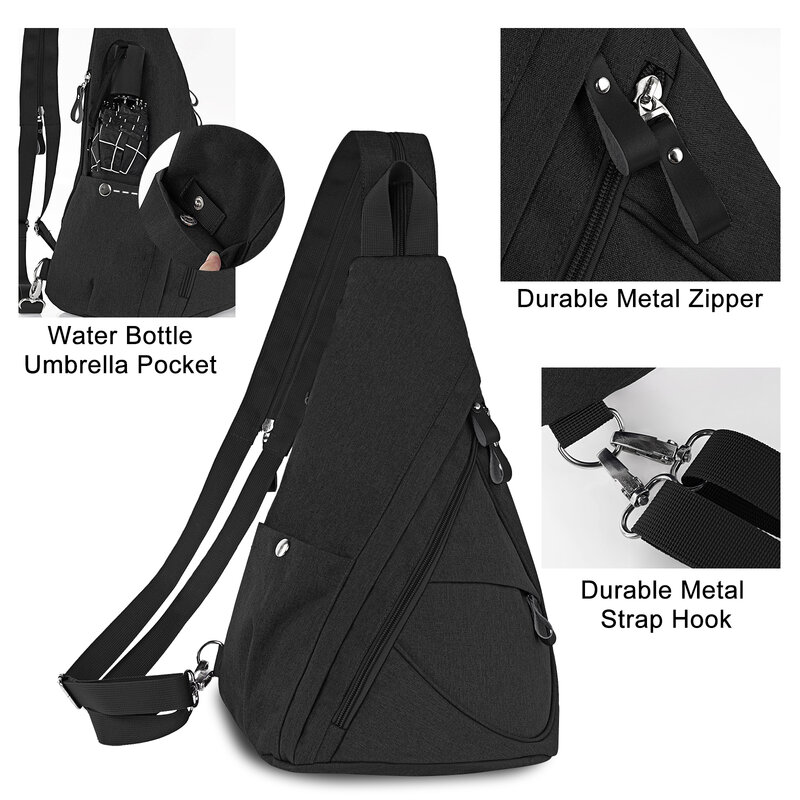 Tas dada pria, tas bahu olahraga luar ruangan kasual multi-saku kapasitas besar tas ransel selempang uniseks