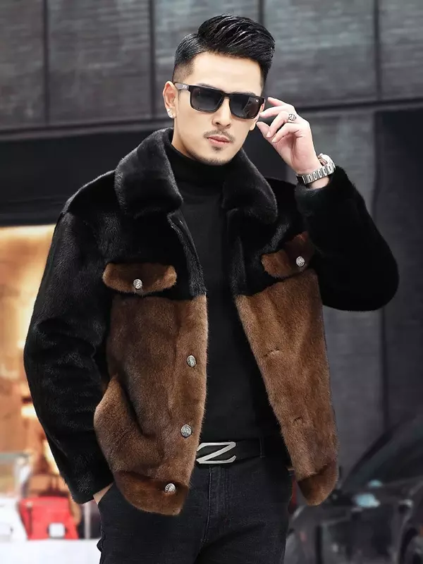 AYUNSUE Luxury Real Mink Fur Coat Men Winter Jacket 2022 Fashion Slim Mink Real Fur Coats and Jackets Fashion Casaco Masculino S