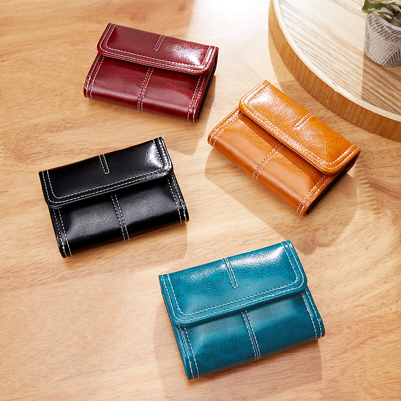 Women Short Small Wallets Card Holder Girl ID Bag Card Holder Coin Purse Ladies Wallets Hasp Solid Multi-Cards Coin Purse