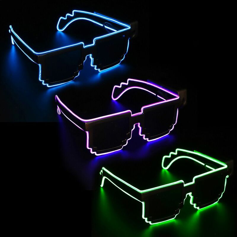 Halloween Kerst Verjaardag Mozaïek Led Bril Neon Party Nachtclubs Draadloze Led Light-Up Bril Glow In The Dark