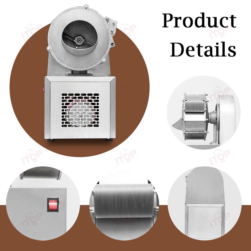 Máquina de descascarado comercial para cocina, cuchillas reemplazables opcionales, funciones de corte y trituración, 2,5mm, 3mm, 4mm