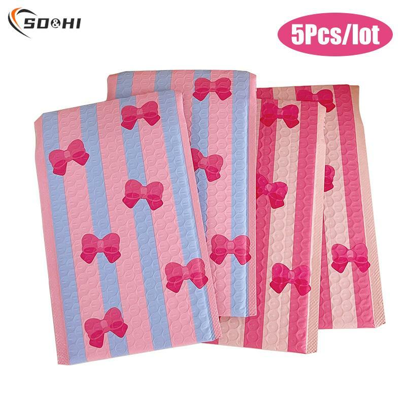 5 teile/satz Bowknot Bubble Umschlag Tasche rosa Blase selbst versiegeln Mailing-Taschen gepolsterte Umschläge Paket für Geschenke
