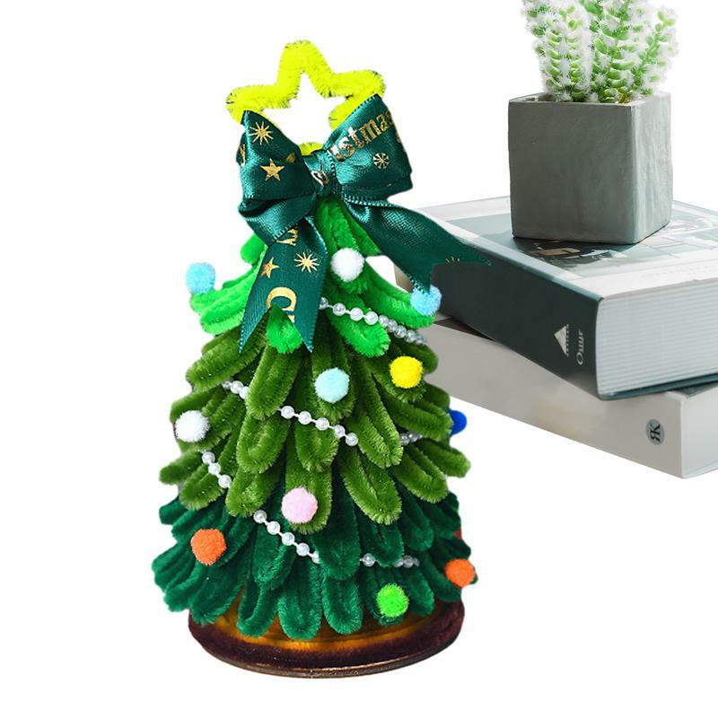 ثلاثية الأبعاد شجرة عيد الميلاد الحرفية عدة مع أضواء ، صنع بطاقة ، زخرفة الحلي للأطفال ، الحرف طفل صغير