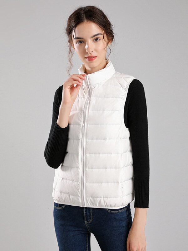 Women's Outwear Sleeveless jacket New 90% White Duck Down Vest Ultralight Casual Matte Fabric Female Windproof Warm Waistcoat