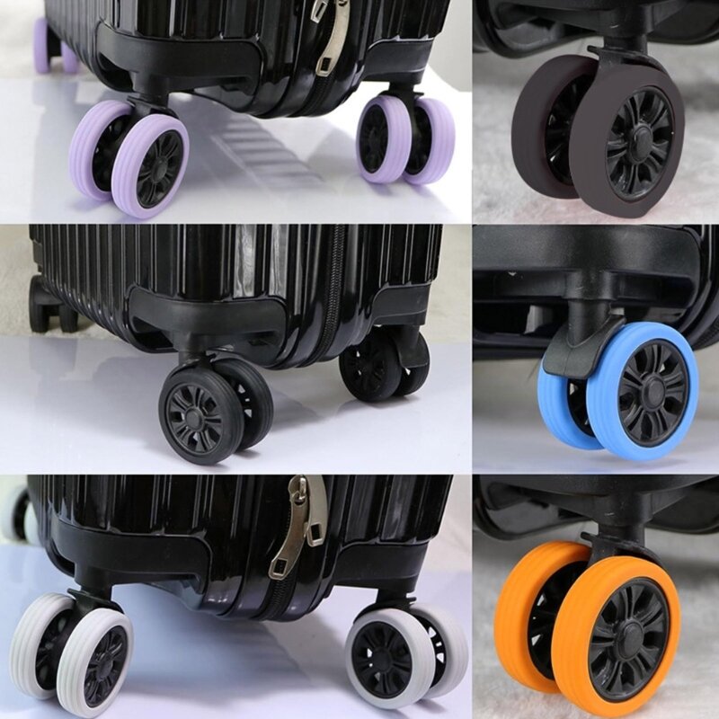 8 buah penutup roda Spinner bagasi tahan lama lengan pelindung silikon pengurang kebisingan untuk koper perjalanan kursi kantor roda