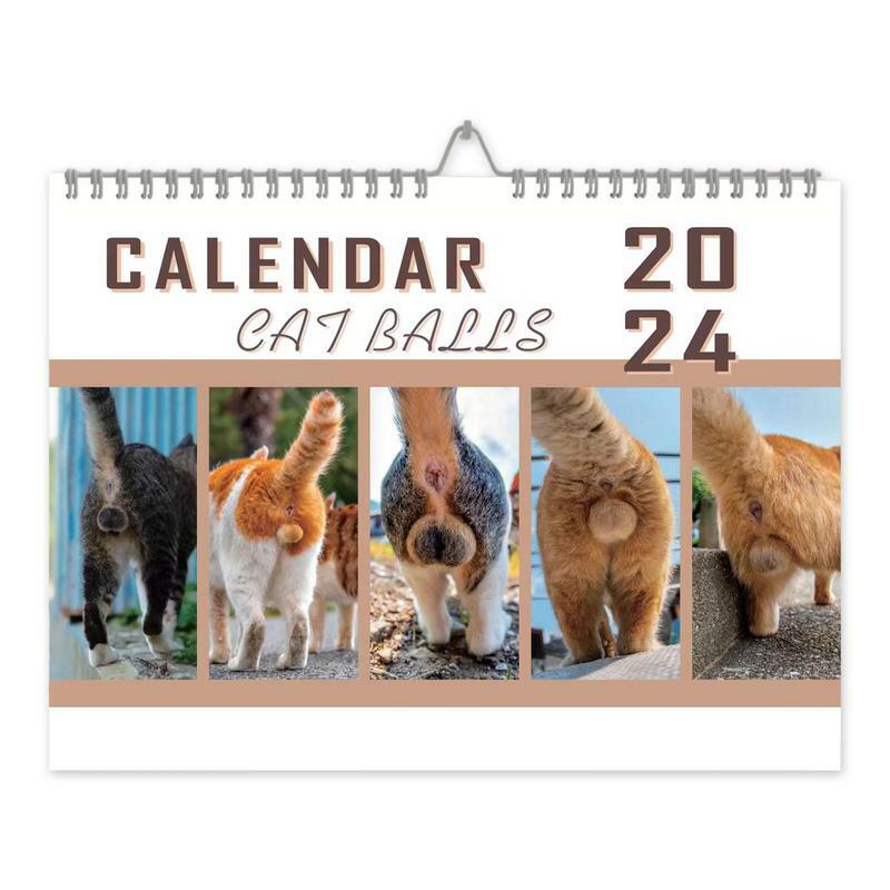 Katze Hintern 2024 für Katzen liebhaber lustige Katzen Kalender, Kätzchen Hintern Kalender 2024 monatliche Wandbehang Kalender niedliche lustige Hunderasse