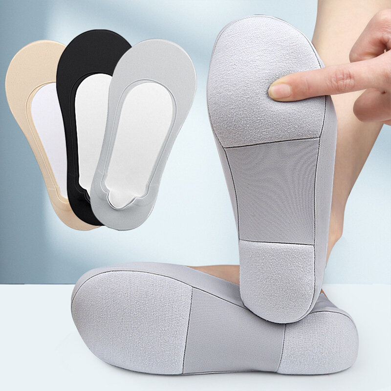 Calcetines tobilleros invisibles elásticos para mujer, calcetín de silicona de corte bajo, antideslizante, color negro y gris, Verano