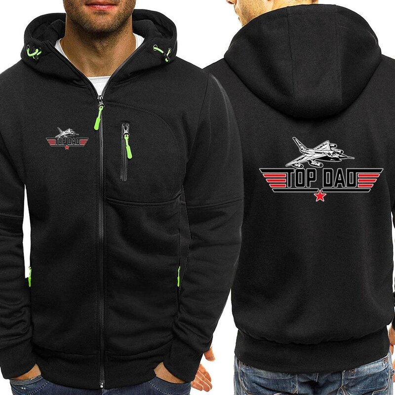 TOP DAD TOP GUN Movie Men Spring And Autumn Hot Sale Printing Comfortable Three-color Zipper Hooded Outerwear Coats