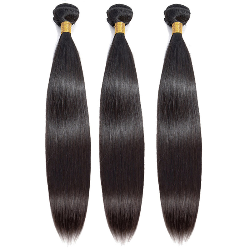 Pacotes de tecelagem de cabelo liso brasileiro, 100% cabelo humano, cor natural, extensão do cabelo, 8-28 em