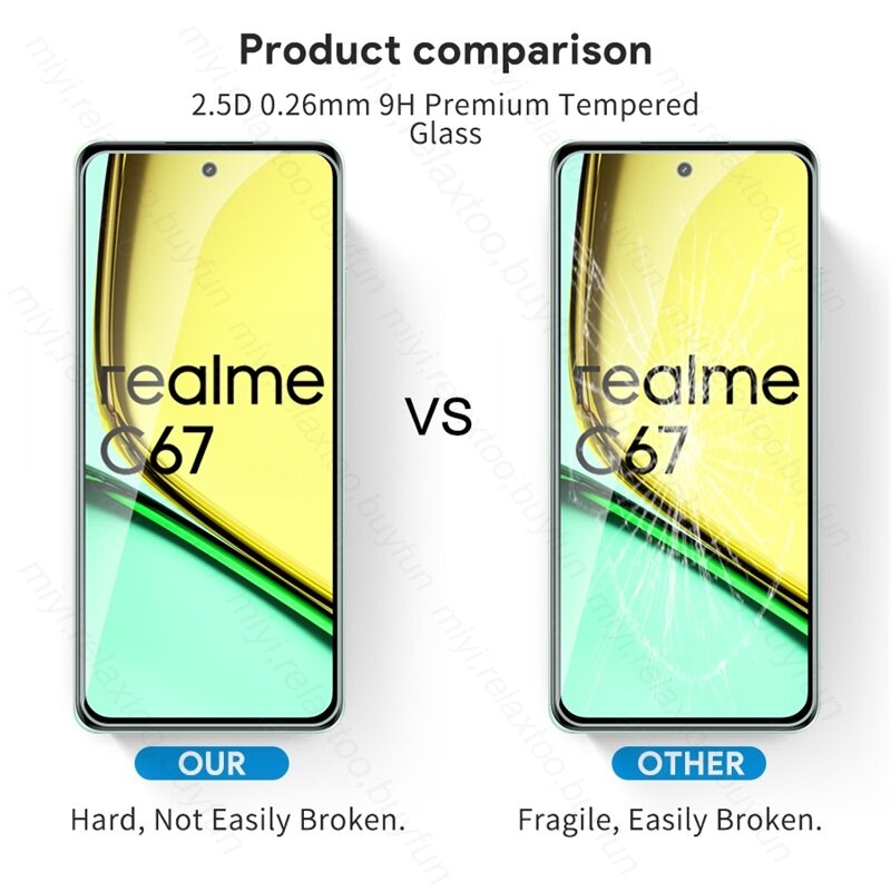 Realmi C67 4G Glass 4 In 1 Camera Lens Protective Glass For Realme C67 C 67 67C 4G RMX3890 6.72" HD Screen Protector Cover Film