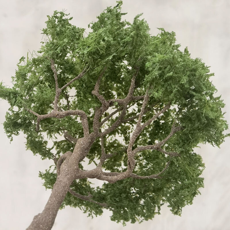 Micro paisaje de alambre modelo de árbol en forma de hoja de plástico, polvo de árbol diorama, Campo Militar, mesa de arena, modelo de tren, diseño de ferrocarril