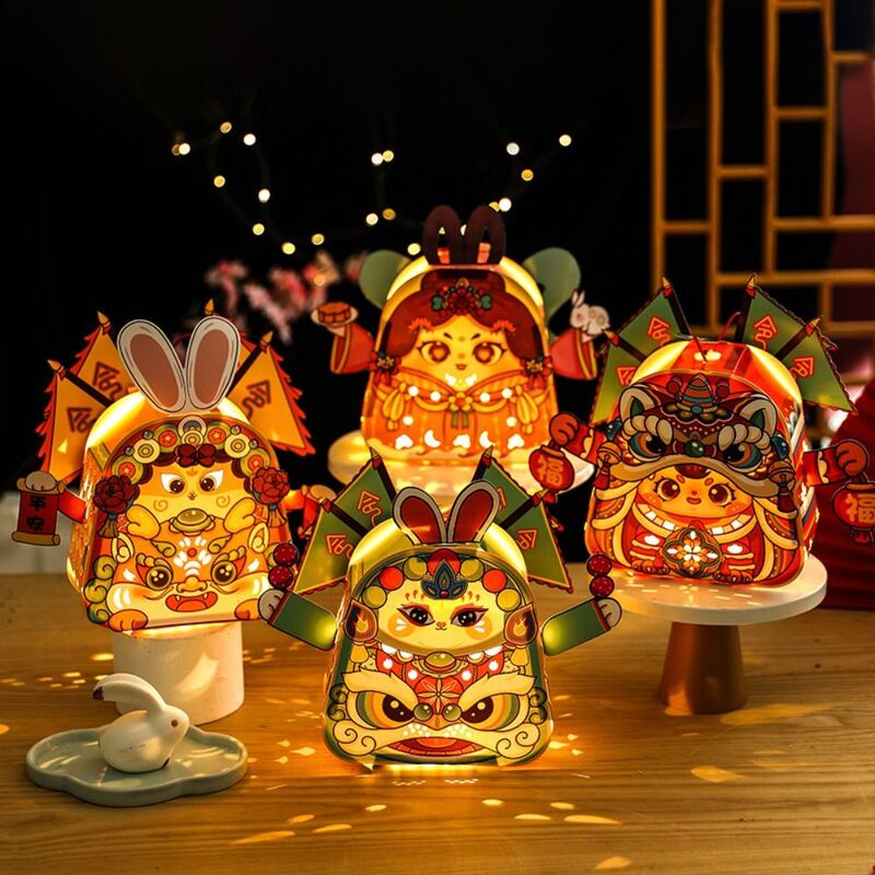 Cartoon Drachen National Tide Laterne Kaninchen DIY Drachen Jahr Laterne viel Glück chinesischen Stil Neujahr Papier Laterne