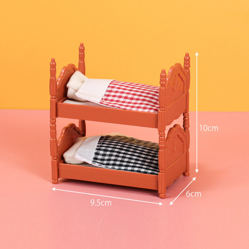 1set 9pcs mini bunk beds play house bed furniture children scene toy bed girls bedroom toys doll house 3-6 years old photo scene