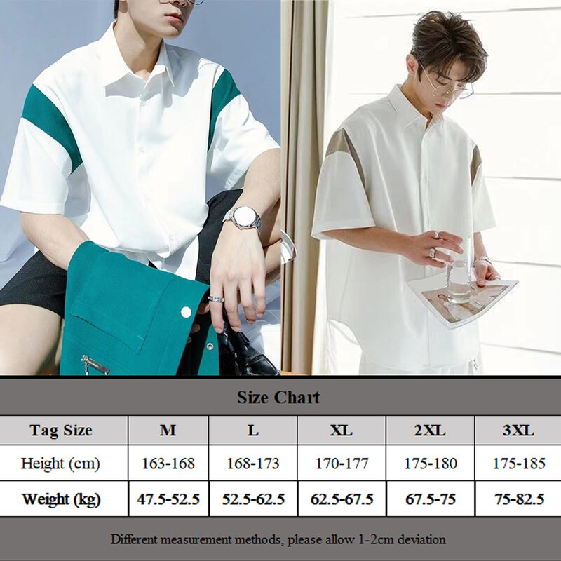 Male Top Men Shirt Breathable Casual Handsome Lapel Leisure Shirt Loose Minimalist Short Sleeve Simple Hot New