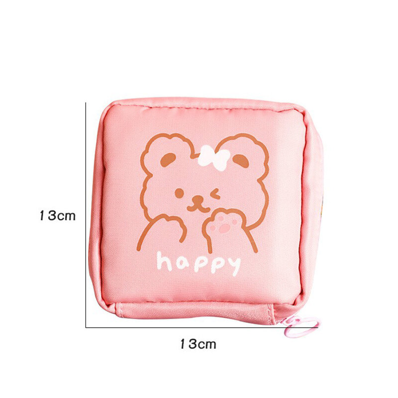 Cute Plush Sanitary Pad Storage Bag Portable Makeup Lipstick Key Earphone Pouch 1PC
