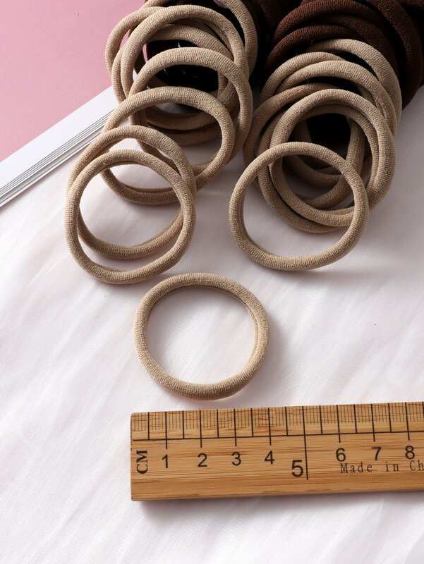 Cuerda para el pelo de alta elasticidad para niñas, 50 piezas, negro, café, marrón, sin costuras, accesorios para el cabello