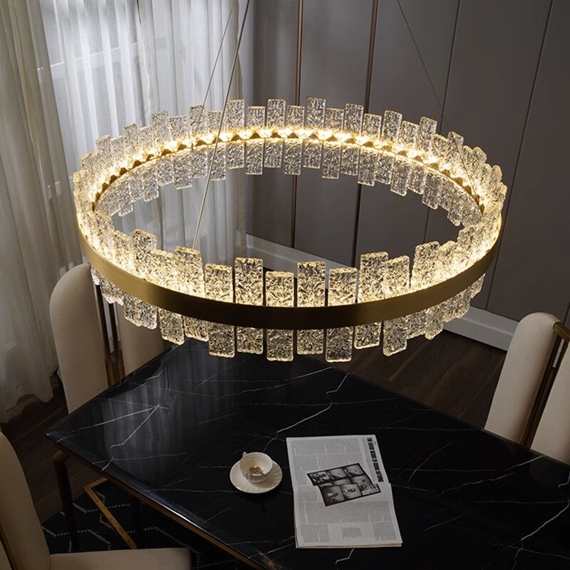 Modern Art Circular Crystal Living Room Pendant Light Living Dining Room Reception Hall Decoration Headlight Exquisite Light