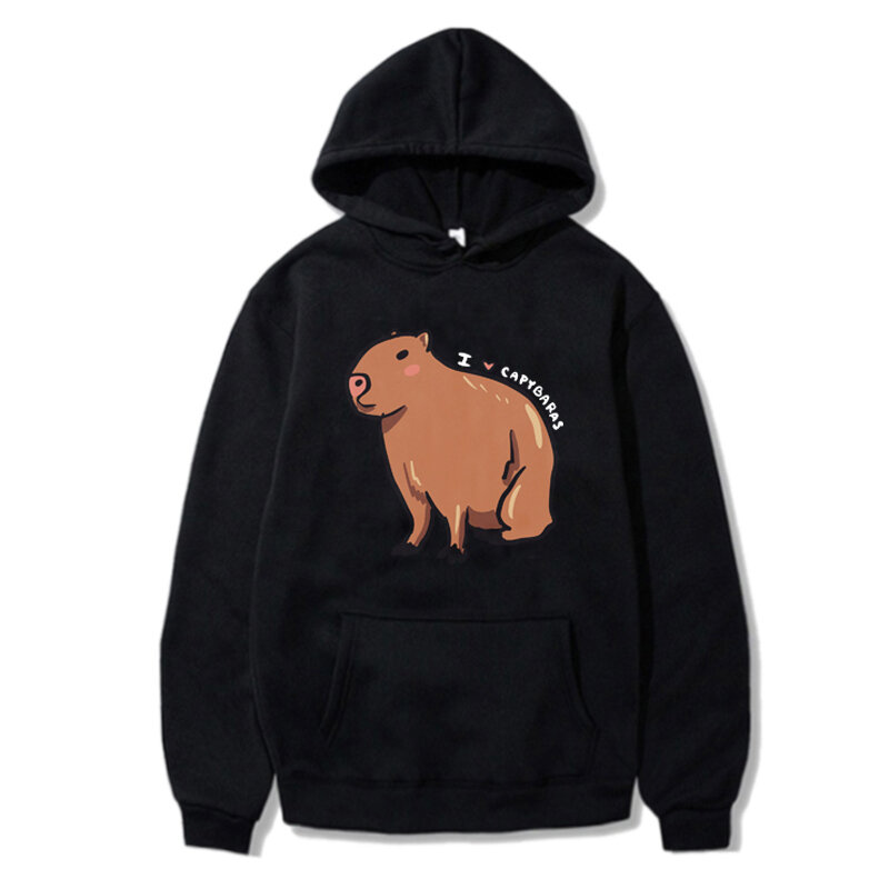 Sweats à capuche unisexes avec imprimé graphique, sweat-shirt décontracté, streetwear vintage, I Love Capybaras, mode automne, femmes et hommes