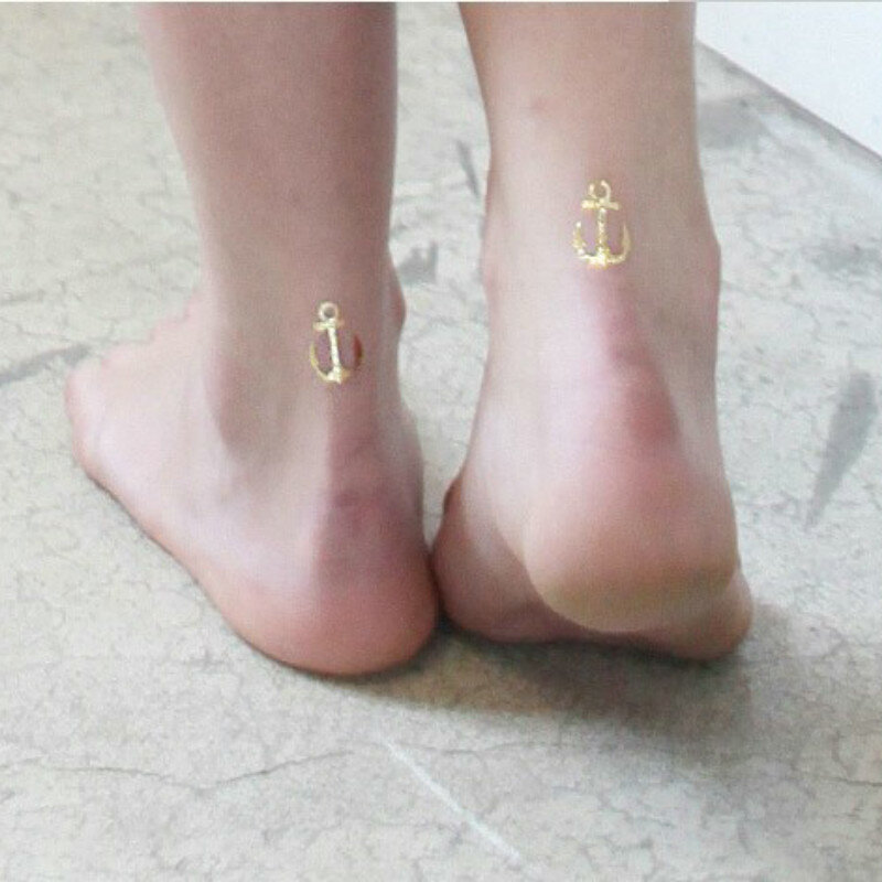 1Pc Zomer Stijl Mannen Vrouwen Body Art Gold Metallic Tattoo Sticker Keten Armband Nep Sieraden Waterdichte Tijdelijke Tattoo