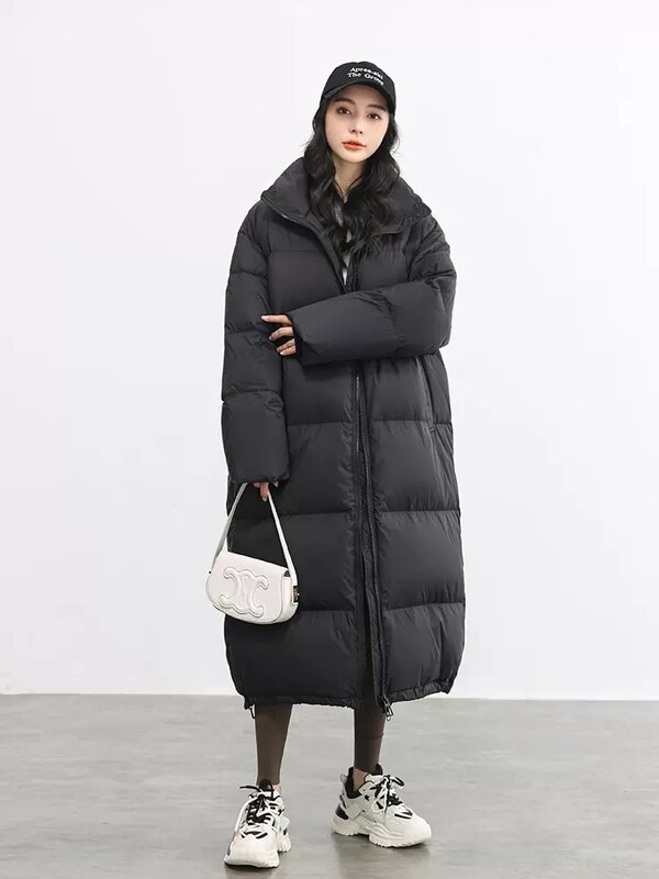 Базовая однотонная длинная пуховая куртка ReddaChic с воротником-стойкой, теплая зимняя женская куртка-пуховик, демисезонная куртка, женские парки