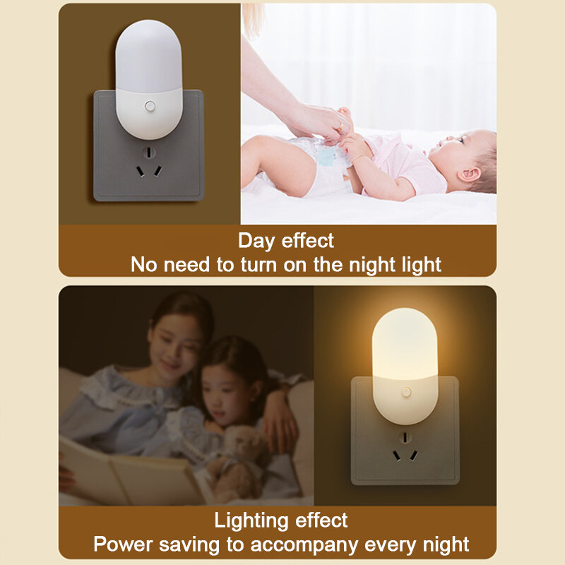 Led mini interruptor de luz da noite plug-in led luz proteção para os olhos luz da noite uso da lâmpada para cabeceira alimentação do bebê sala de estar
