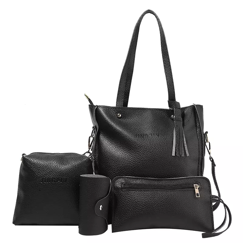 حقيبة كتف أحادية اللون للنساء ، حقائب كروس بودي عالية السعة للسيدات ، حقائب يد بمحفظة ، مجموعة 4 قطع