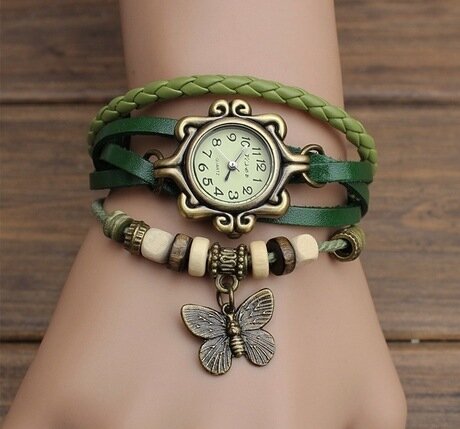 Montre-bracelet enveloppé en cuir pour femmes, tendance, décontracté, pendentifs de table à motif de papillon, vente en gros, pour enfants